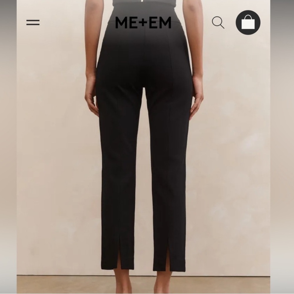 ME+EM Ponte Pull On Pant Womens 6 Black Ankle Center Seam Back Slit Classic Work - Picture 8 of 8